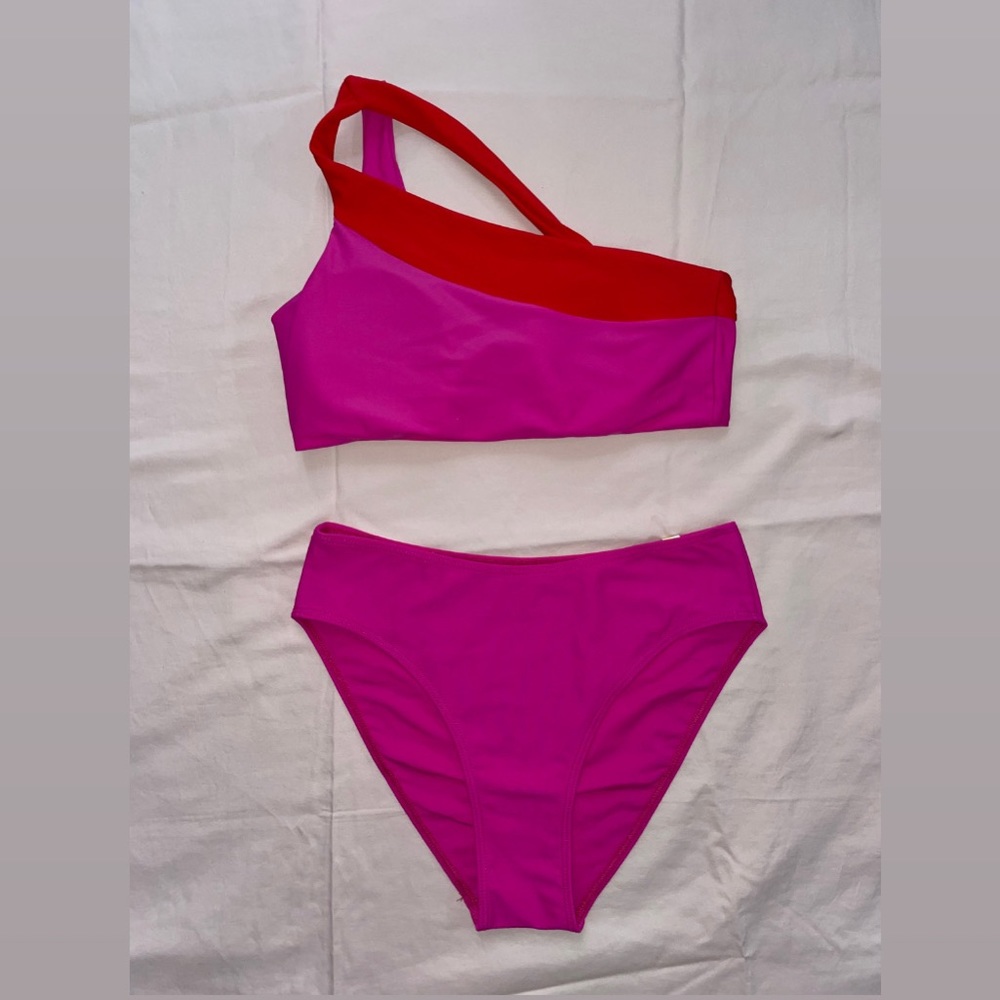 SUMMERSALT Neon Collar High Cut Cutout Bikini Swimsuit